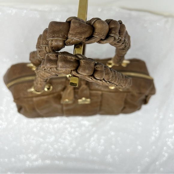 Antonio Melani Brown Leather Braided Handles Hobo Bag / Hobo - Picture 6 of 12